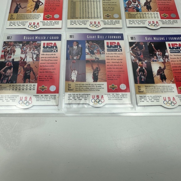 USA Olympics 90's Men's Basketball 18 card lot w/ 96 Silver Foil Olajuwon - Picture 12 of 12